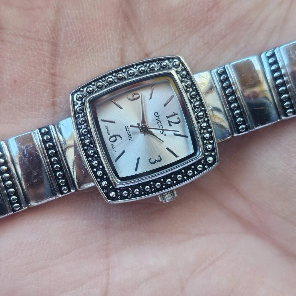 Chicos Women Wristwatch Silver Tone Wrist Watch Analog Quartz Japan Movt